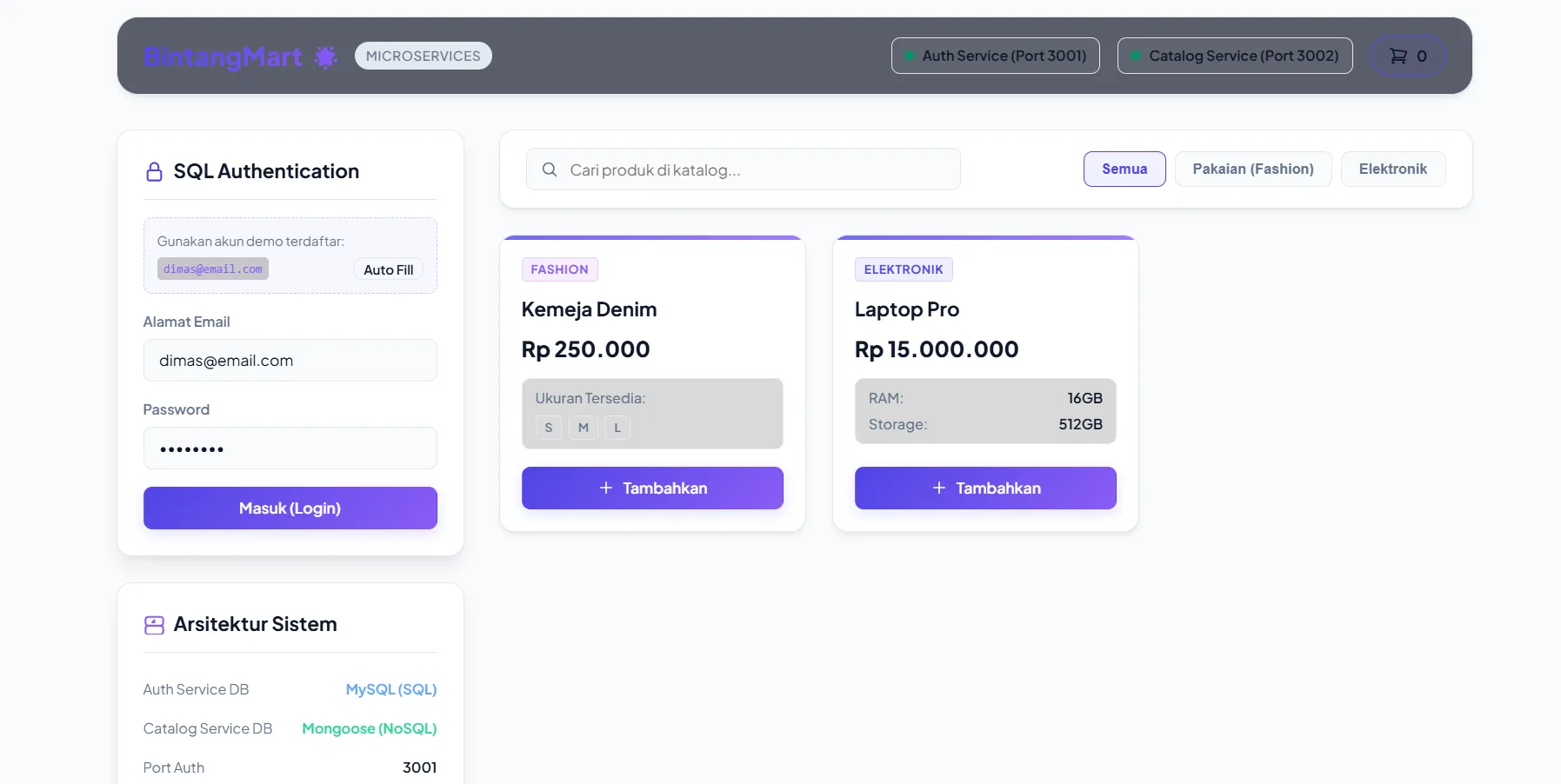 BintangMart — E-Commerce Portal Berbasis Microservices & Dual-Database